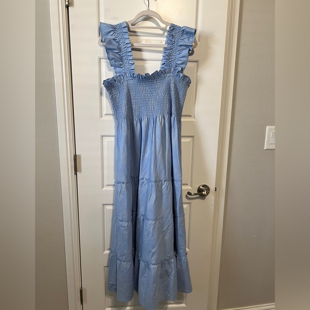 Hill House Ellie Nap Dress in Blue with Silver Detailing size XL